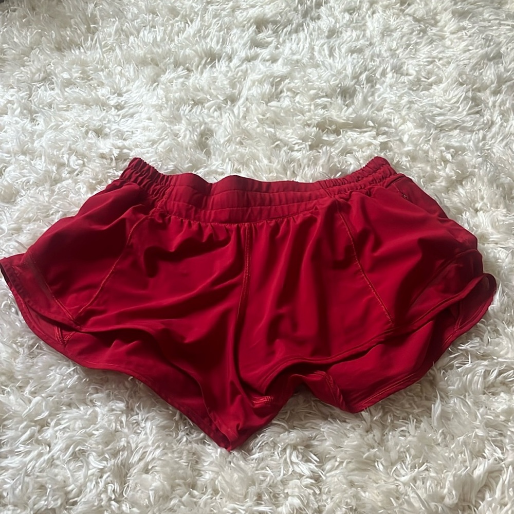 Red Lululemon Hotty Hot Shorts